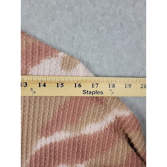 Code X Mode Pink Brown Waffle Knit LS Tie Front Sweater Women's Plus XXL Stretch - Picture 10 of 12